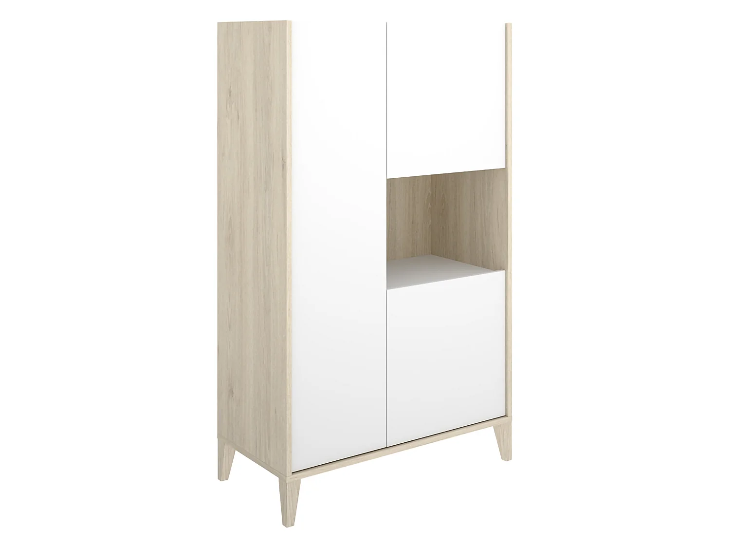 Credenza Cleburne, 4 Ripiani, 43x81x138h cm Bianco, Madia, 6 Vani, 3 Ante