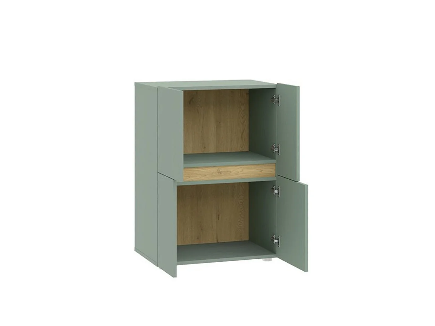 Anrichte Lerinito, ein Regal, 60x42x84h cm Grün, Sideboard, 4 Türen, 2 Fächer