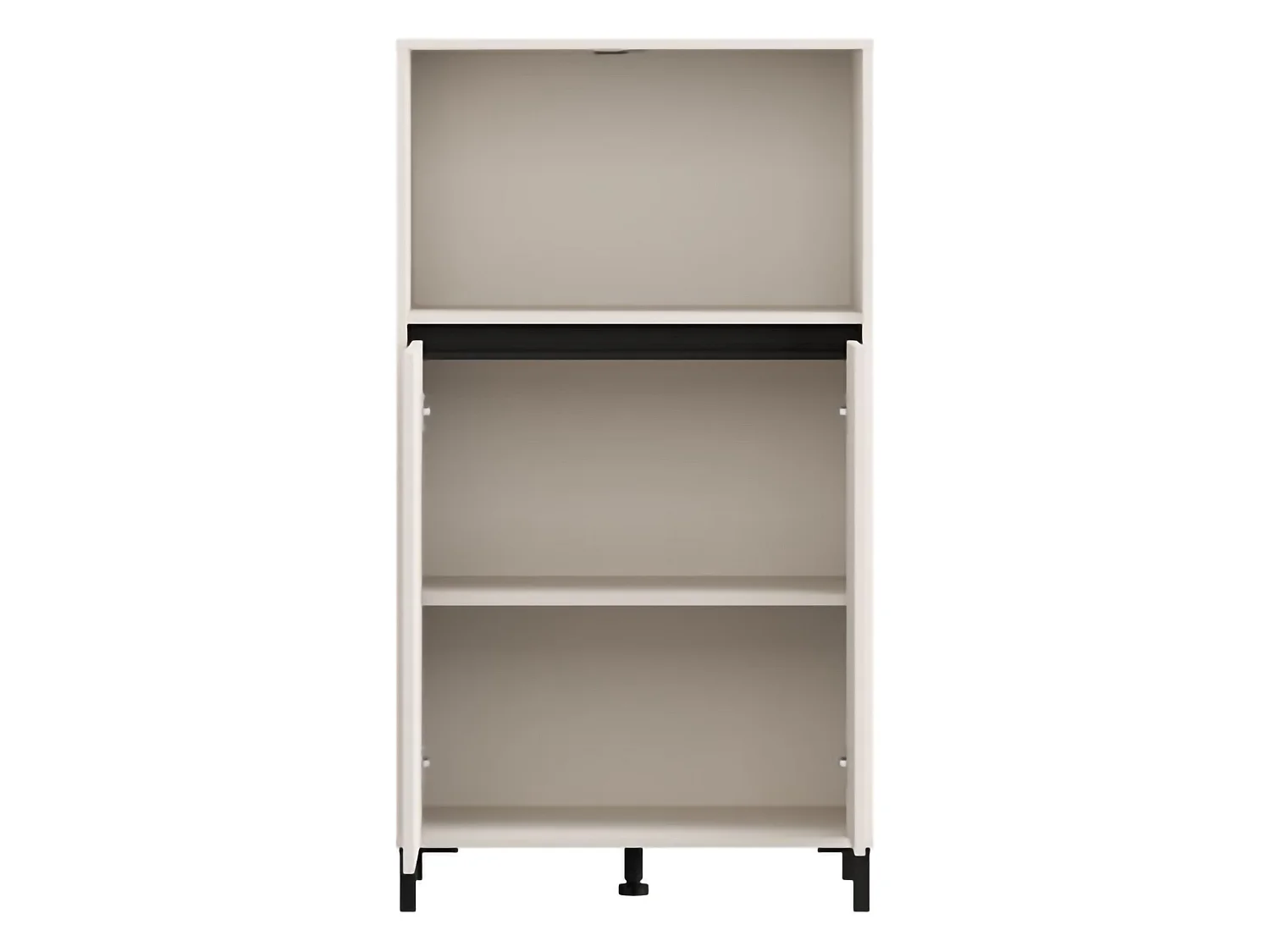Crédence Cosoleto, 2 Étagères, 74x40x135h cm Blanc Crème, Buffet, 3 Compartiments, 2 Portes