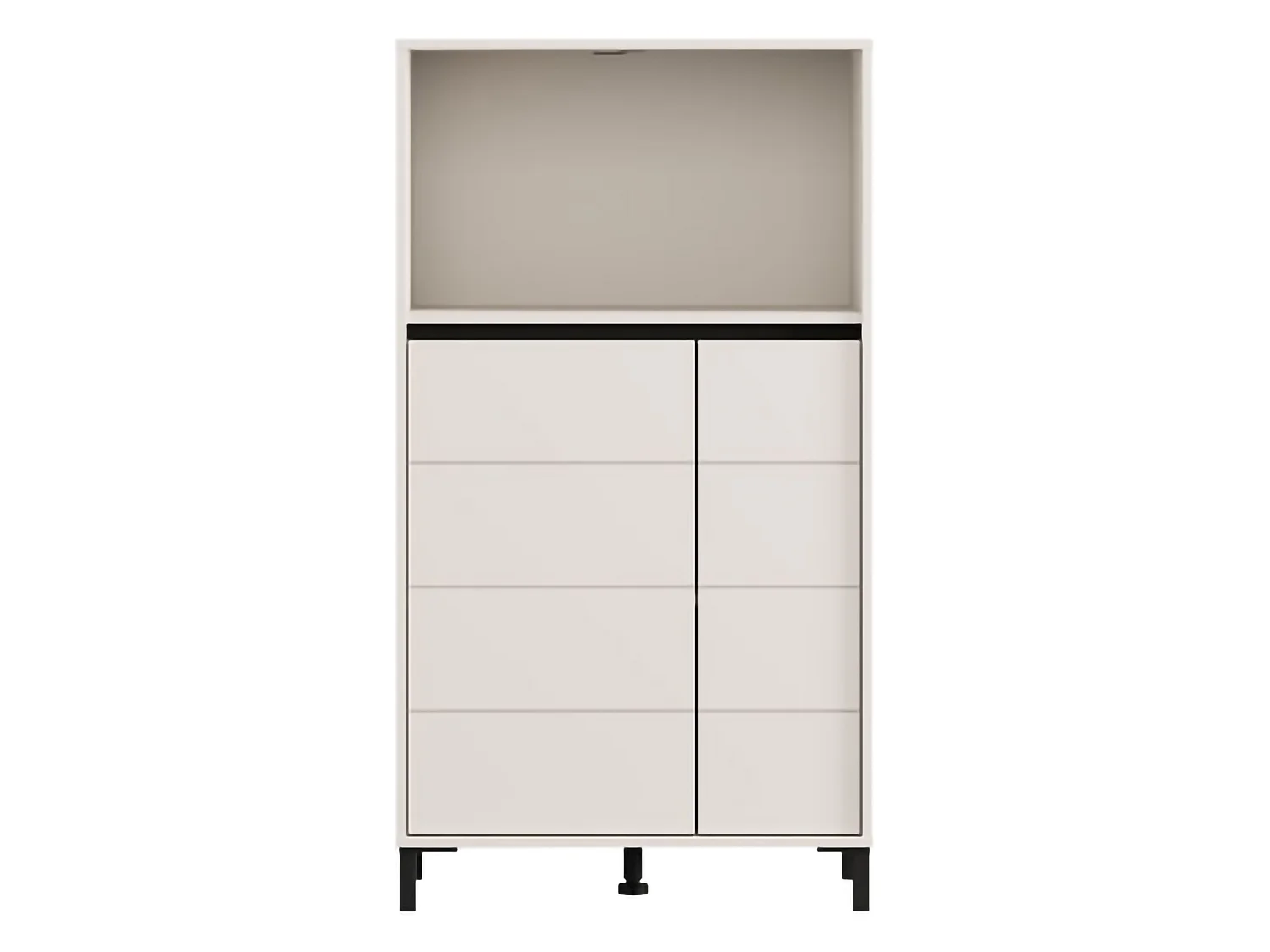 Crédence Cosoleto, 2 Étagères, 74x40x135h cm Blanc Crème, Buffet, 3 Compartiments, 2 Portes