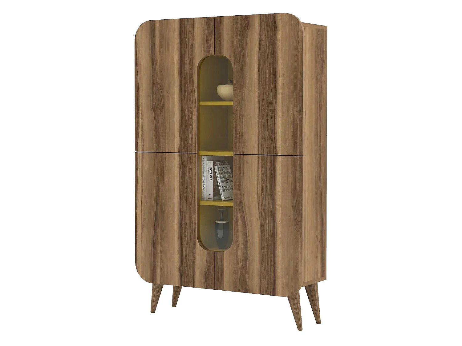 Credenza Paularo, 7 Ripiani, 93x32x144h cm Marrone Noce, Madia, 10 Vani, 2 Ante