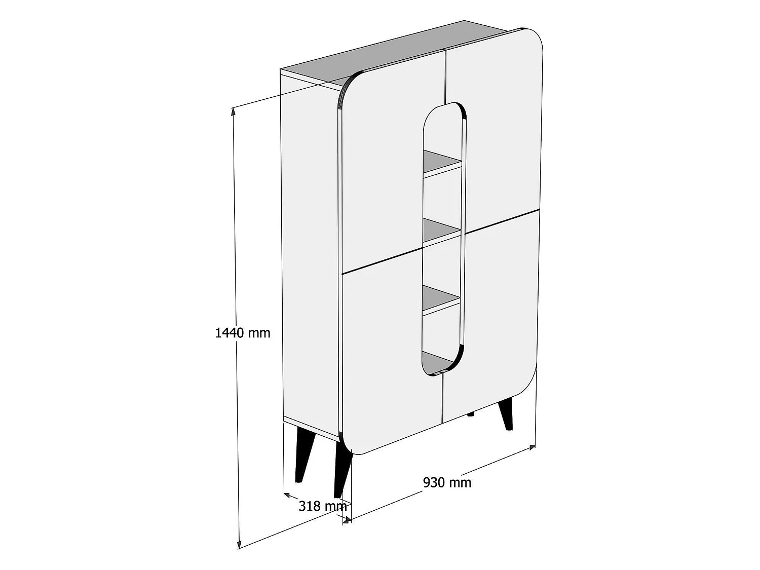 Credenza Paularo, 7 Ripiani, 93x32x144h cm Marrone Noce, Madia, 10 Vani, 2 Ante