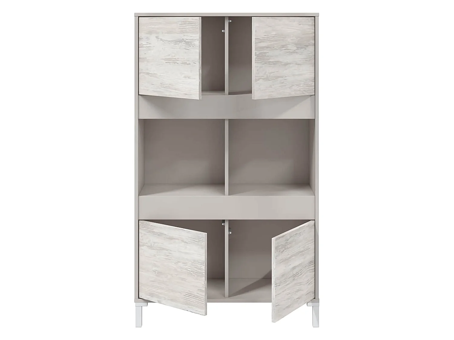 Credenza Mezzate, 3 Ripiani, 78x33x134h cm Beige, Madia, Apertura Push Pull, 4 Ante