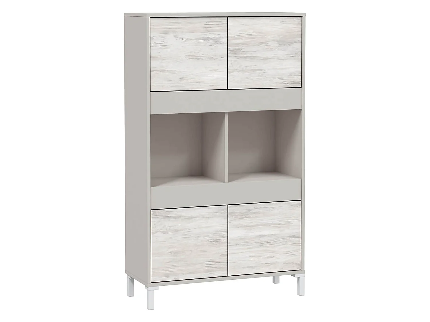 Credenza Mezzate, 3 Ripiani, 78x33x134h cm Beige, Madia, Apertura Push Pull, 4 Ante
