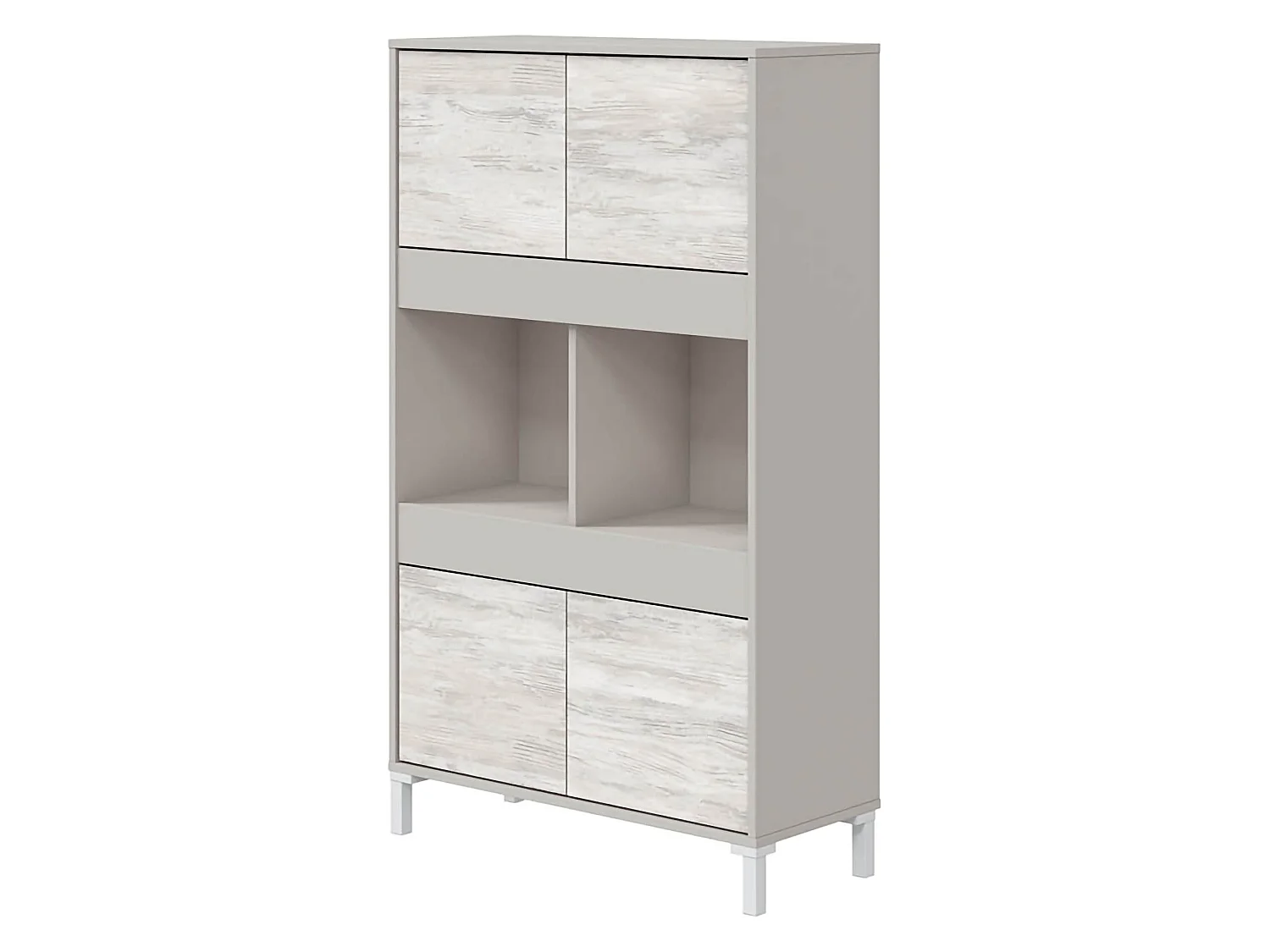 Credenza Mezzate, 3 Ripiani, 78x33x134h cm Beige, Madia, Apertura Push Pull, 4 Ante