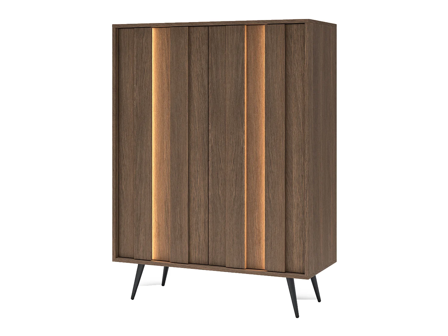 Dmora Hafano Anrichte, 2 Regalböden, 94x40x126h cm Nussbraun, Kommode, Drehöffnung, 2 Türen