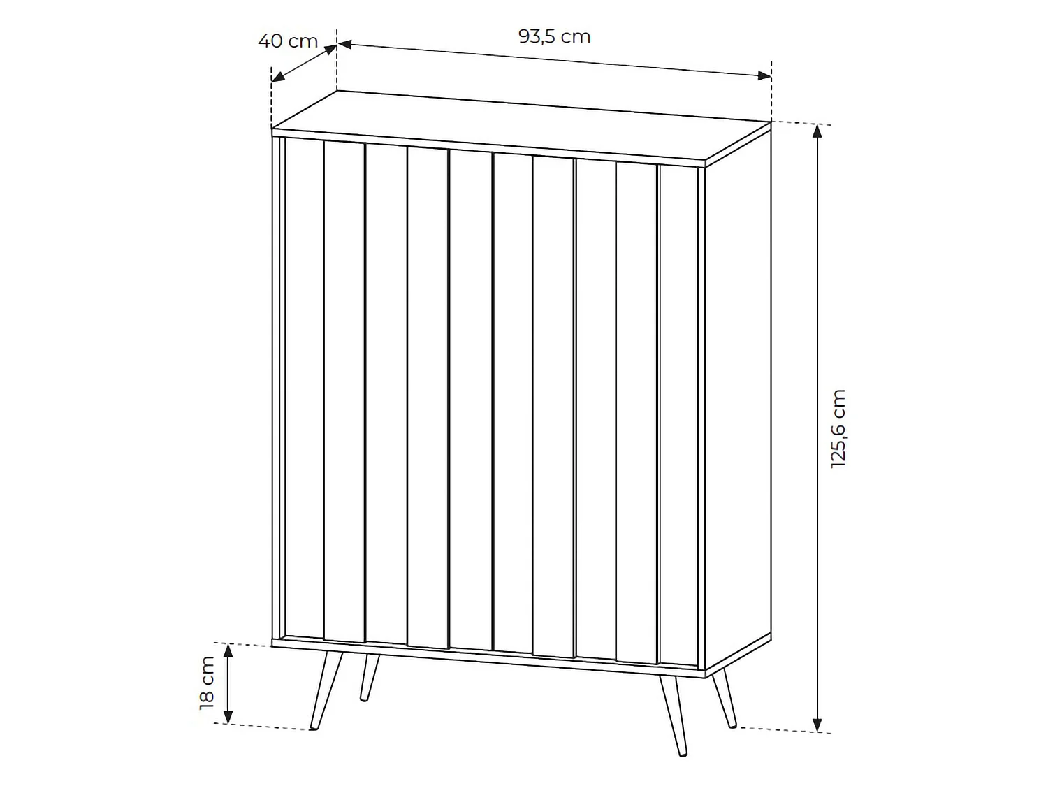 Dmora Hafano Anrichte, 2 Regalböden, 94x40x126h cm Nussbraun, Kommode, Drehöffnung, 2 Türen