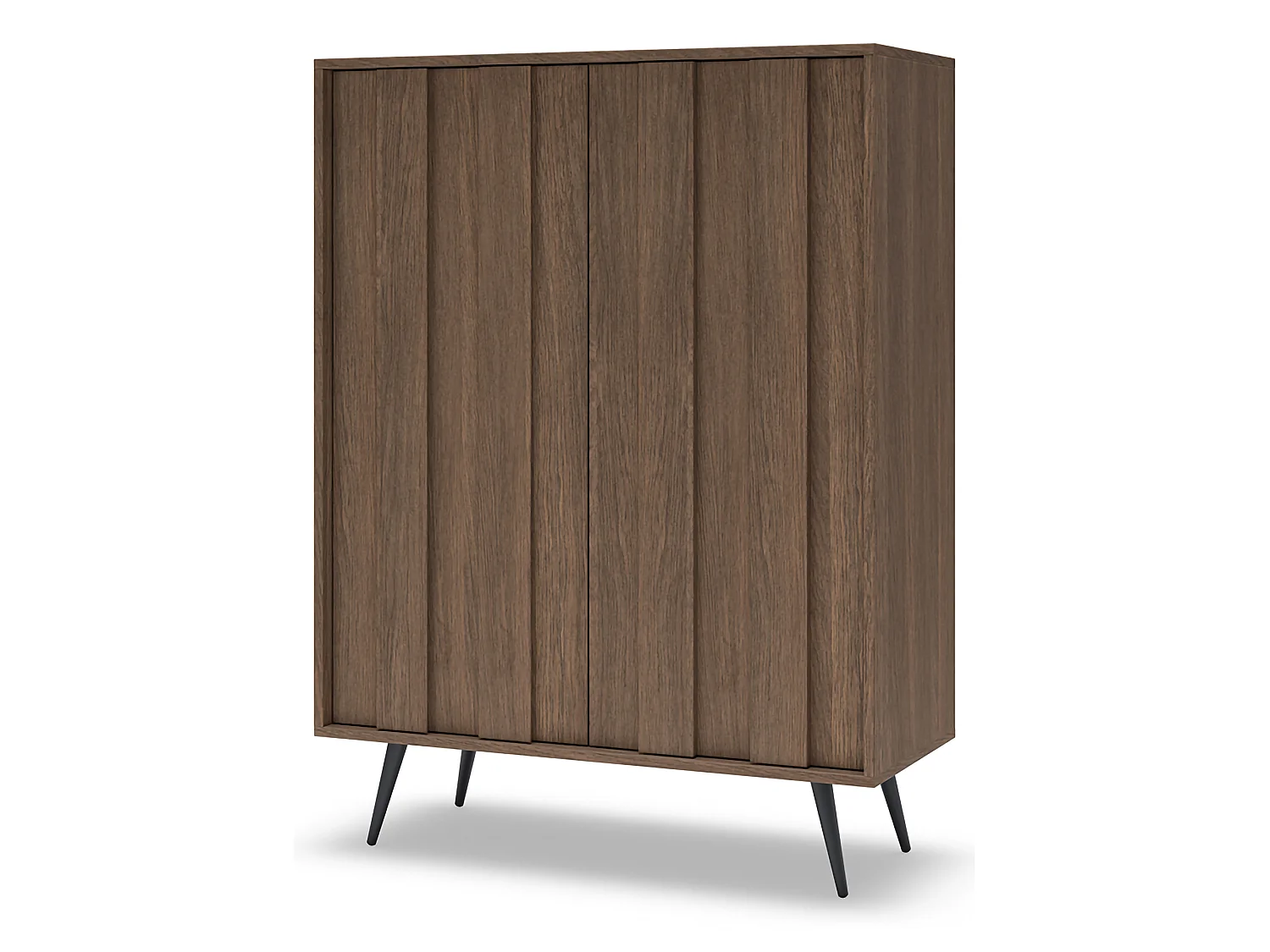 Dmora Hafano Anrichte, 2 Regalböden, 94x40x126h cm Nussbraun, Kommode, Drehöffnung, 2 Türen