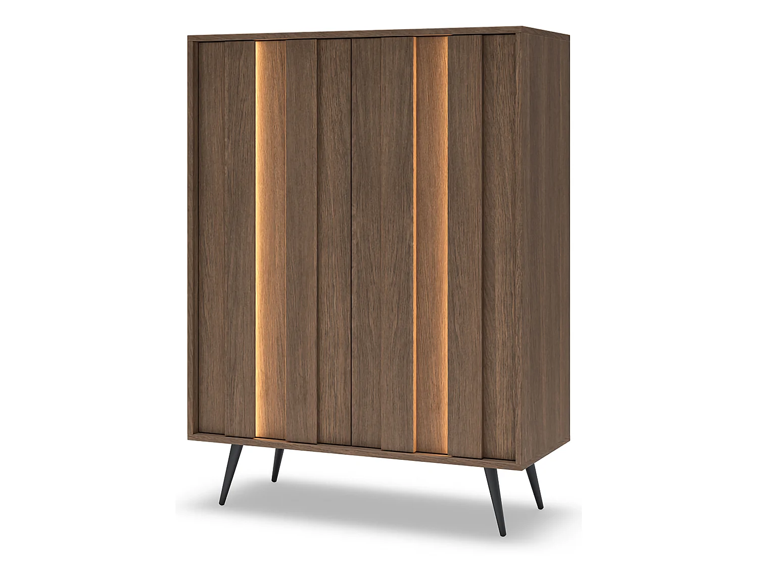 Dmora Hafano Anrichte, 2 Regalböden, 94x40x126h cm Nussbraun, Kommode, Drehöffnung, 2 Türen