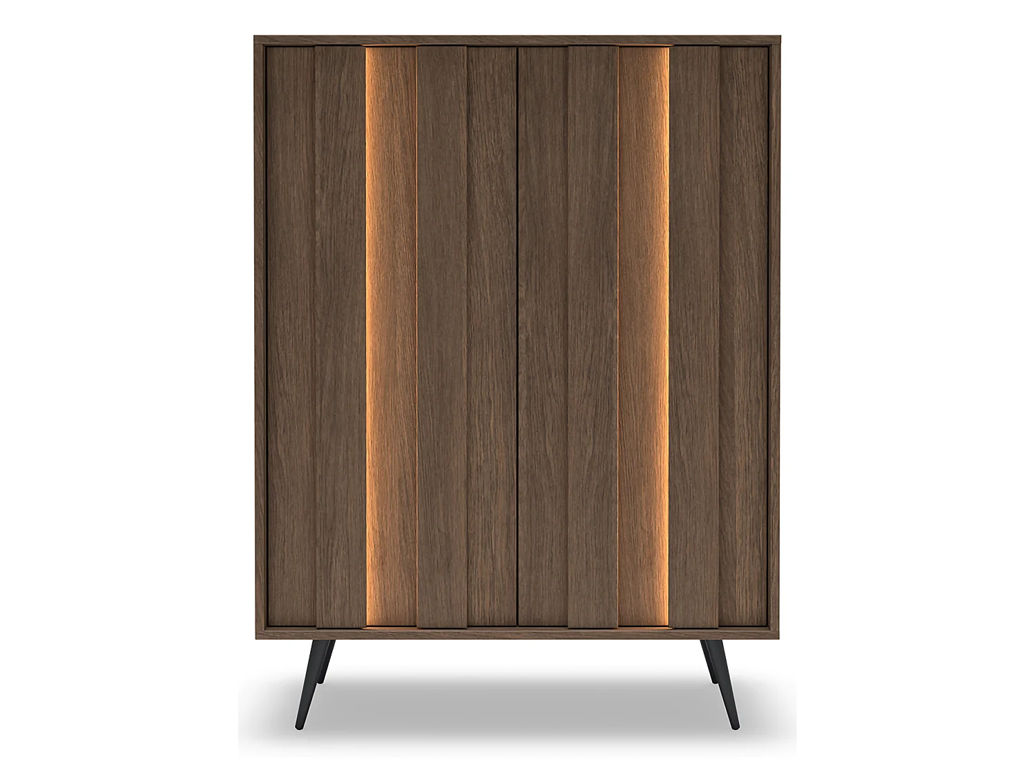 Dmora Hafano Anrichte, 2 Regalböden, 94x40x126h cm Nussbraun, Kommode, Drehöffnung, 2 Türen