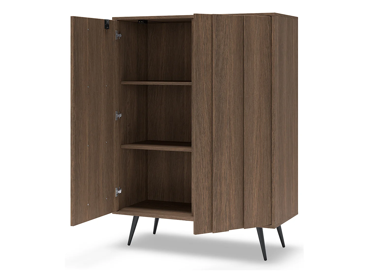 Dmora Hafano Anrichte, 2 Regalböden, 94x40x126h cm Nussbraun, Kommode, Drehöffnung, 2 Türen