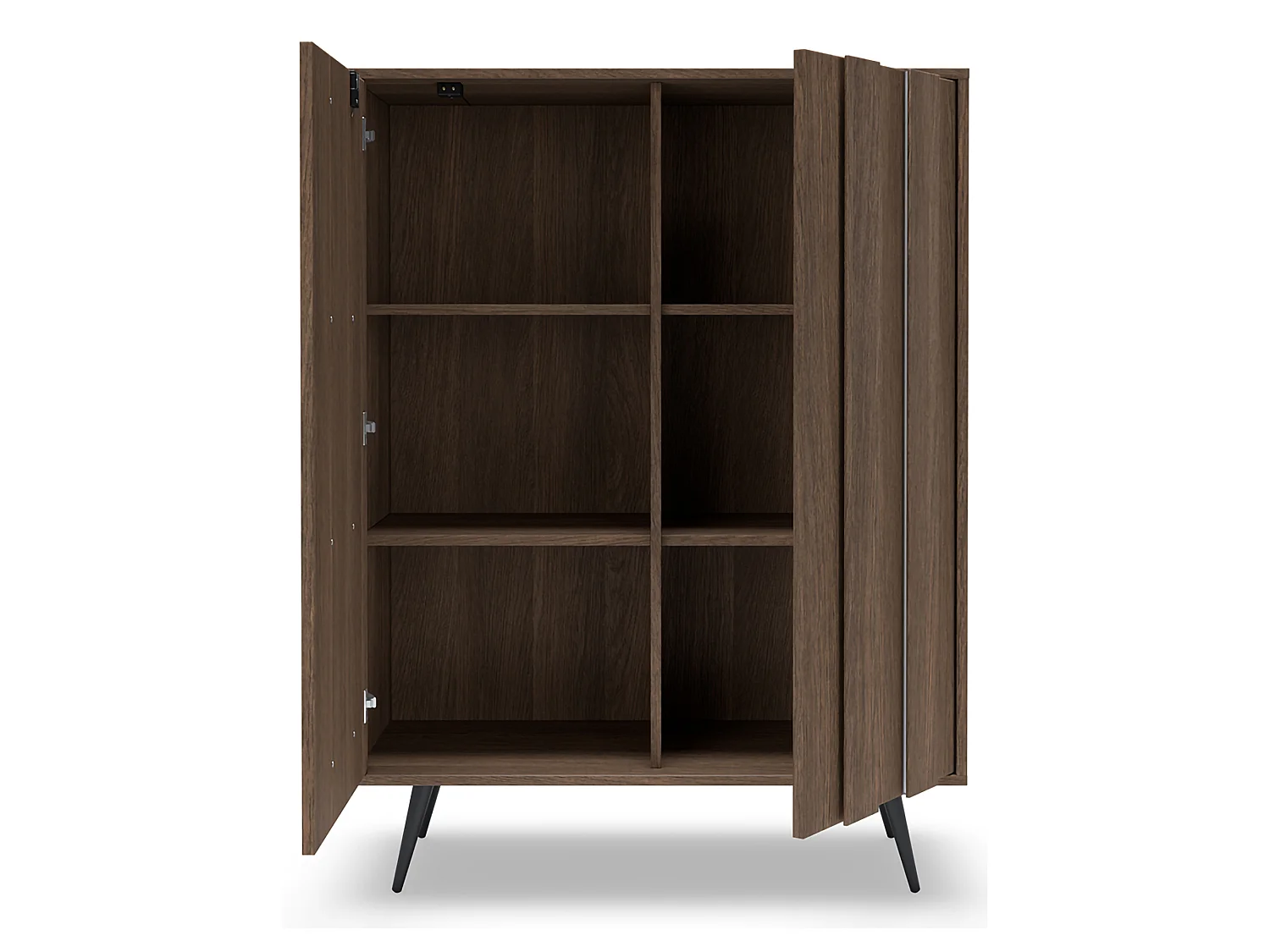 Dmora Hafano Anrichte, 2 Regalböden, 94x40x126h cm Nussbraun, Kommode, Drehöffnung, 2 Türen