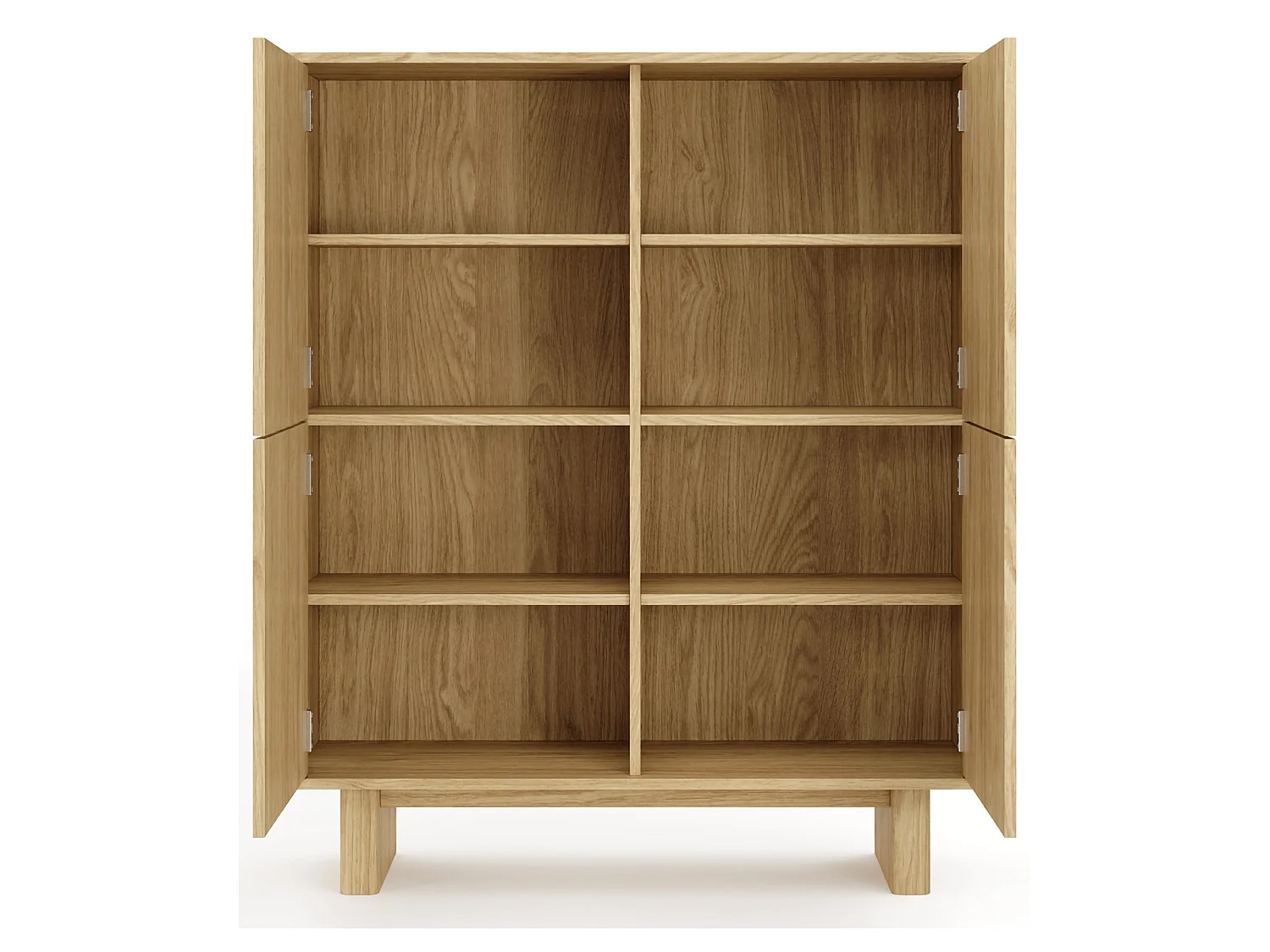 Sideboard Hasareti, 4 Regale, 104x38x124h cm Eichenbraun, Kommode, Drehtüren, 4 Türen