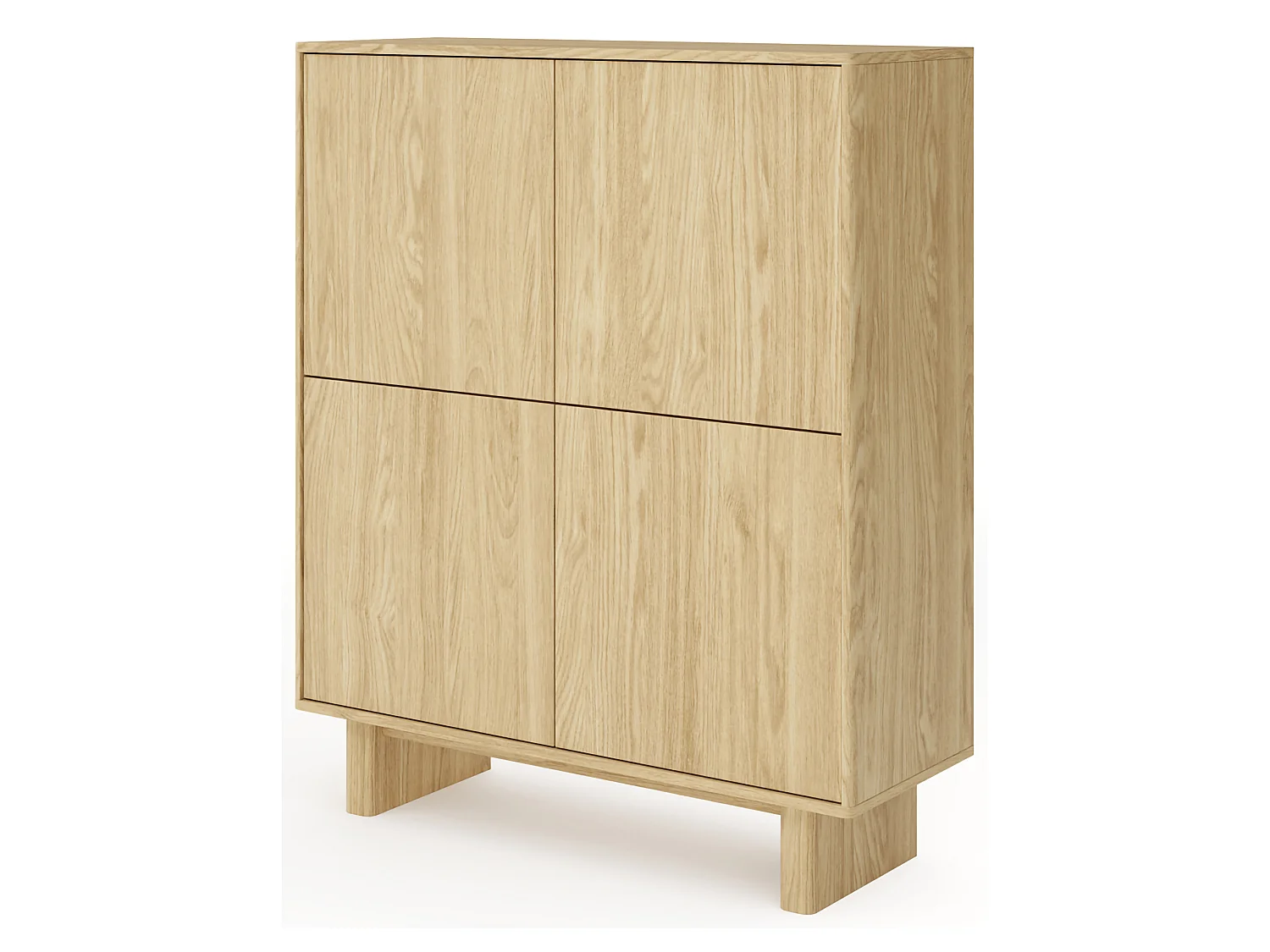 Sideboard Hasareti, 4 Regale, 104x38x124h cm Eichenbraun, Kommode, Drehtüren, 4 Türen