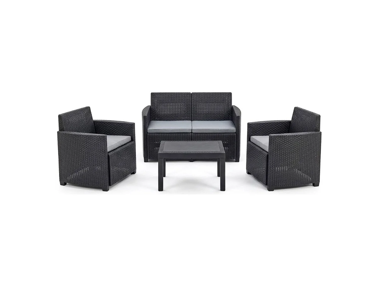 Gartenlounge-Set Riccione, 4-Sitzer Made in Italy, Anthrazit Schwarz, Outdoor-Sitzgruppe, ein Tisch, Tische