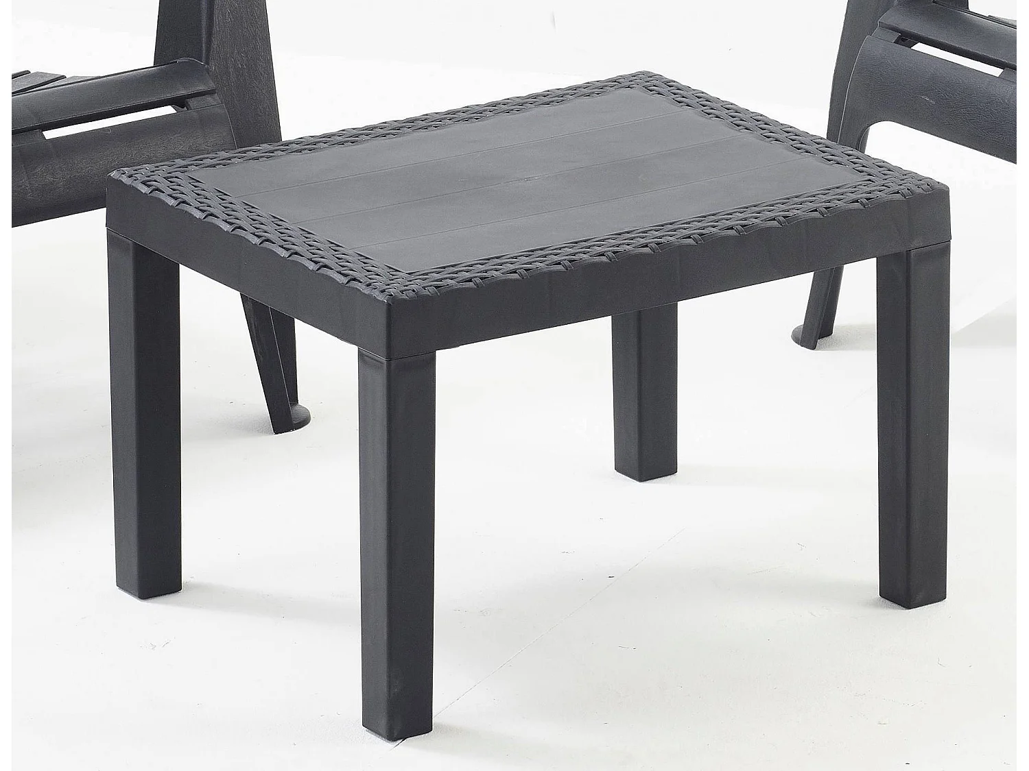 Gartenlounge-Set Riccione, 4-Sitzer Made in Italy, Anthrazit Schwarz, Outdoor-Sitzgruppe, ein Tisch, Tische