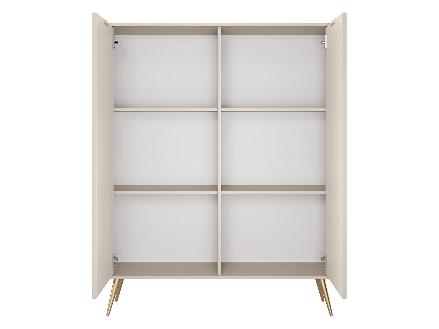 Credenza Nerrio, 4 Regale, 113x38x134h cm Beige, Anrichte, Flügeltüren, 2 Türen