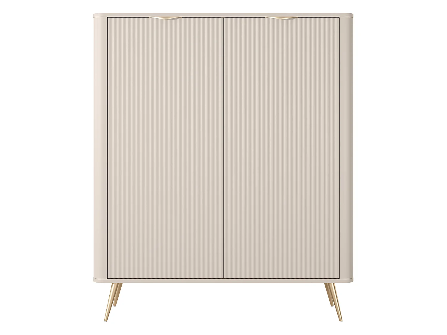 Credenza Nerrio, 4 Regale, 113x38x134h cm Beige, Anrichte, Flügeltüren, 2 Türen