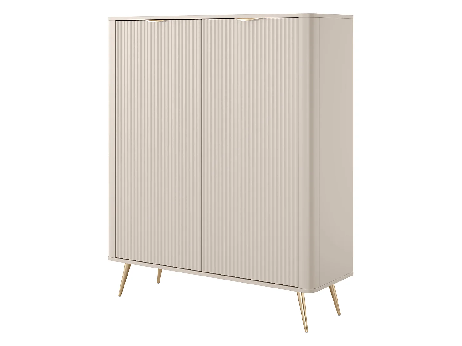 Credenza Nerrio, 4 Regale, 113x38x134h cm Beige, Anrichte, Flügeltüren, 2 Türen