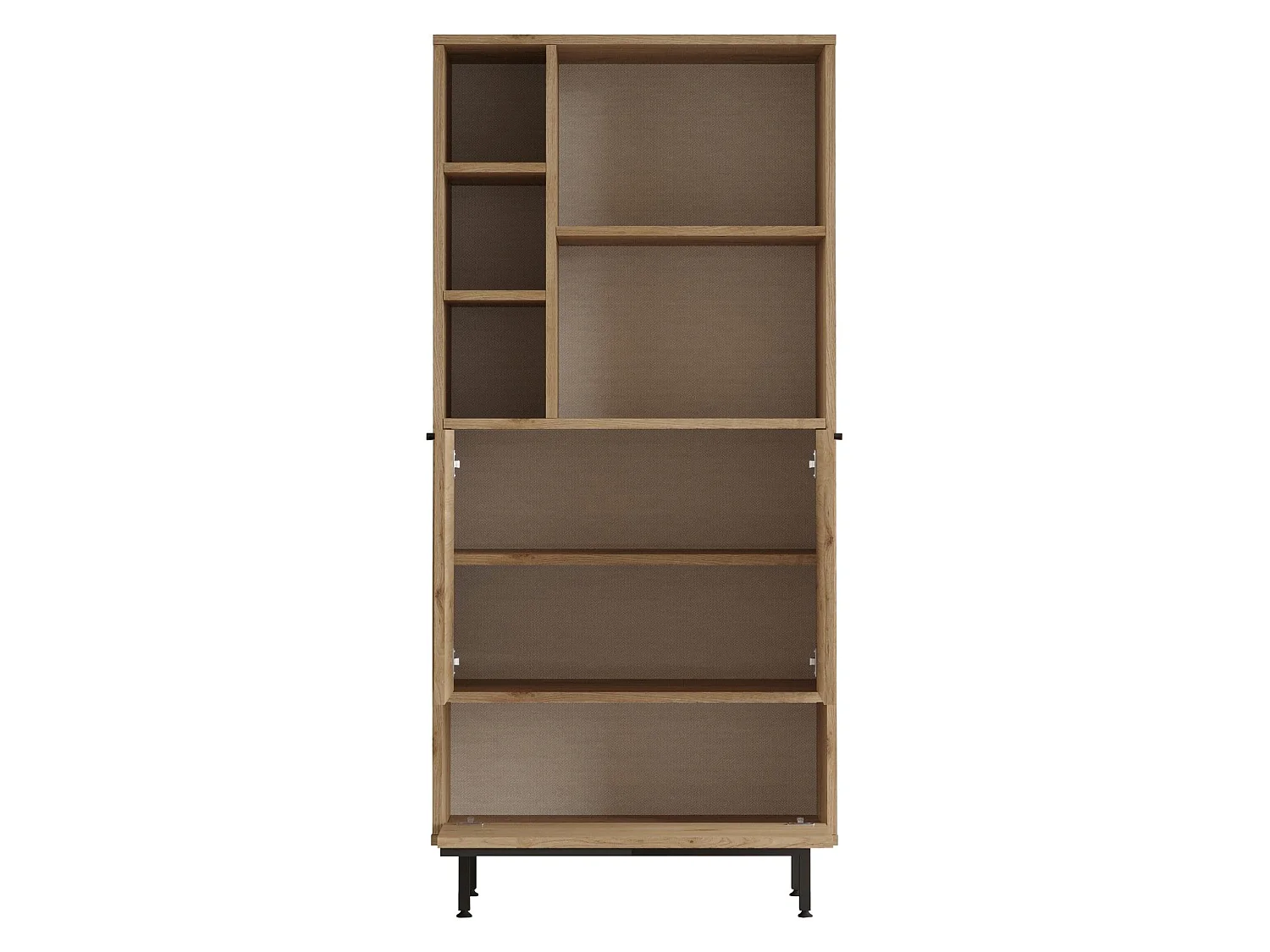 Credenza Cinisi, 4 Ripiani, 75x36x162h cm Marrone Rovere, Madia, 3 Ante, 7 Vani