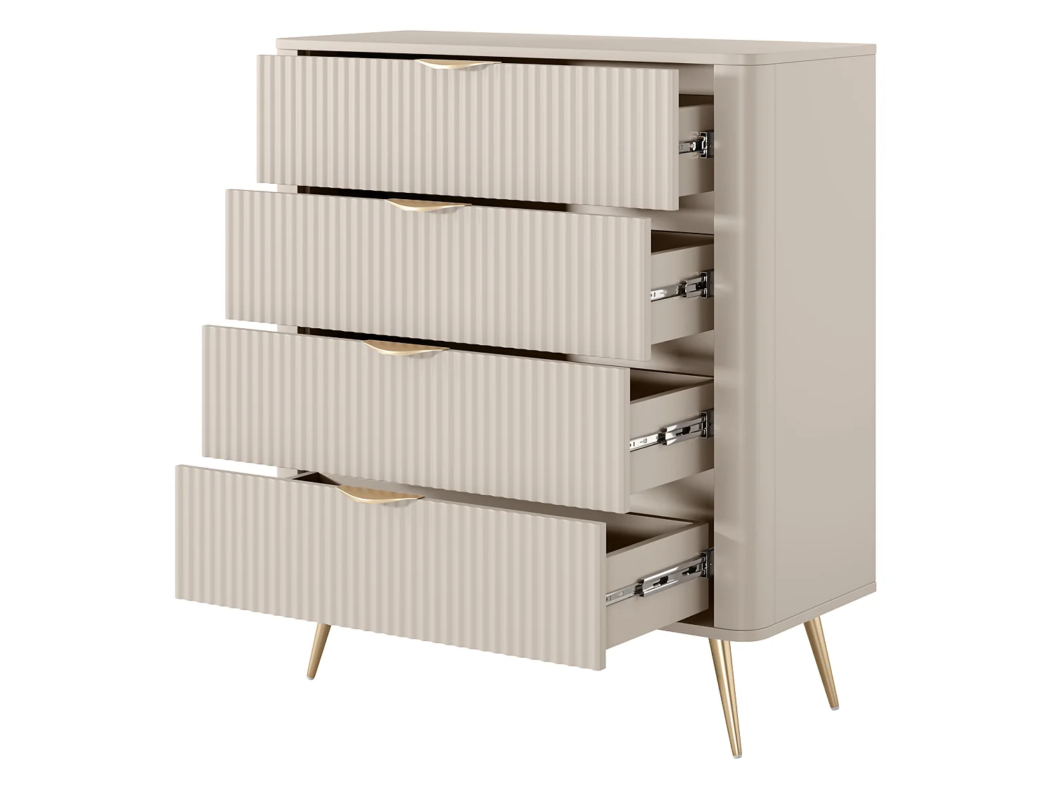 Sideboard Haliso, 4 Schubladen, 88x38x101h cm Beige, Anrichte, ein Regal, Schiebetür