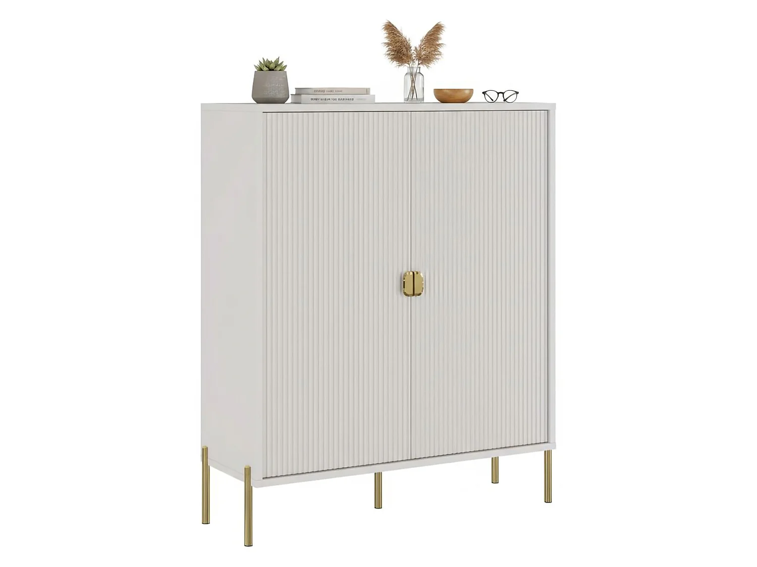 Wallis Sideboard, 4 Regalböden, 104x40x129h cm, Beige, Anrichte, Drehtüröffnung, 2 Türen