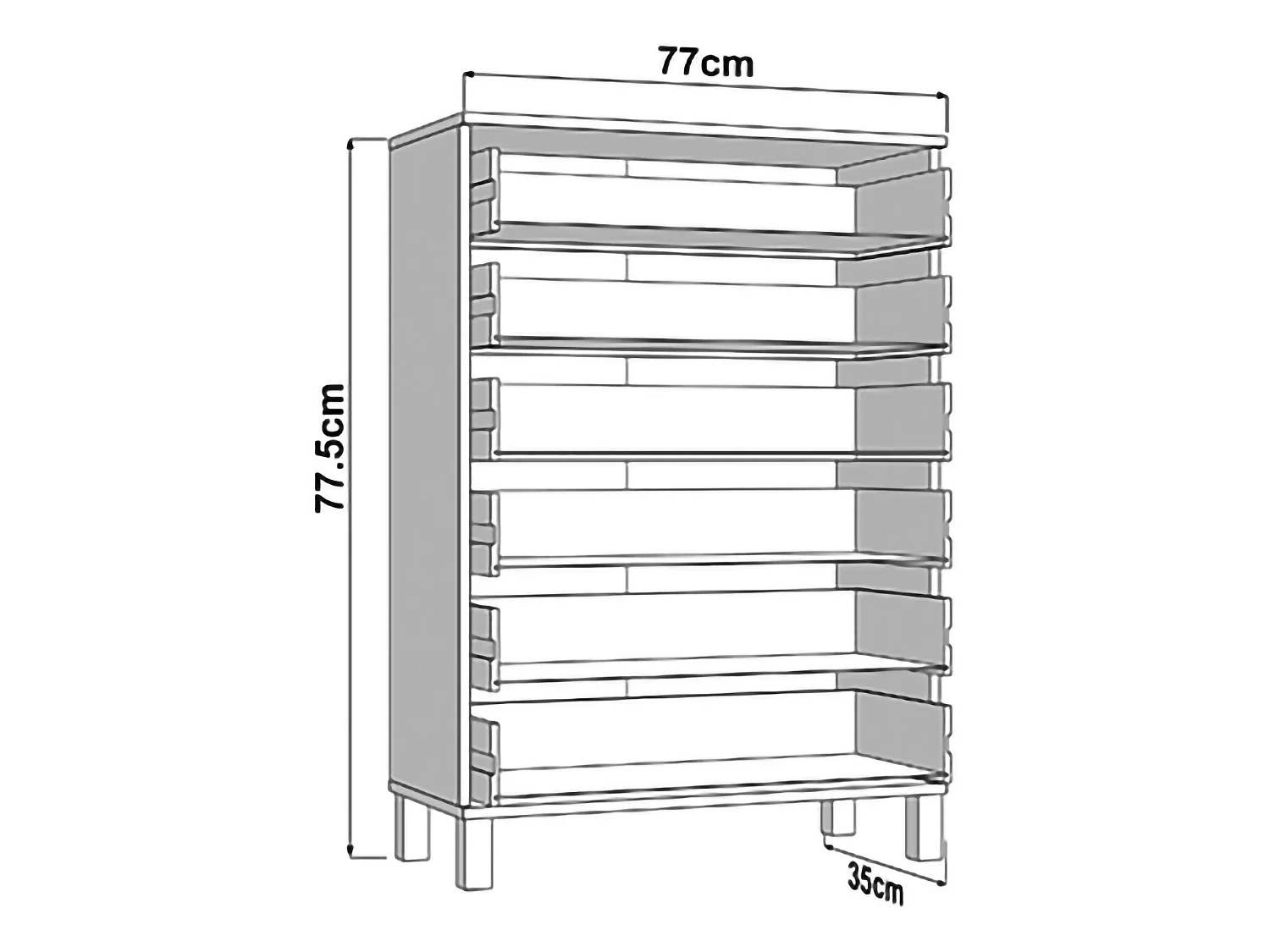 Buffet Otaval, une Étagère, 77x35x78h cm Blanc, Buffet, 6 Tiroirs, 6 Compartiments