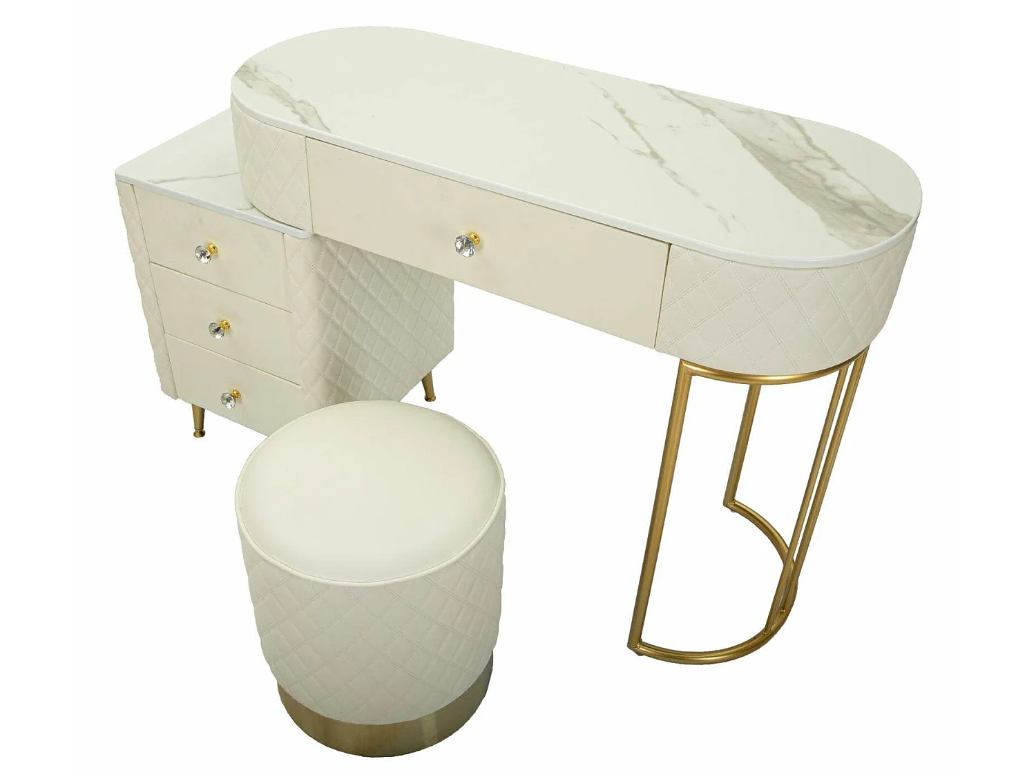 Coiffeuse Guidobono, Structure Métal, 40x120x75h cm or, Meuble de Maquillage