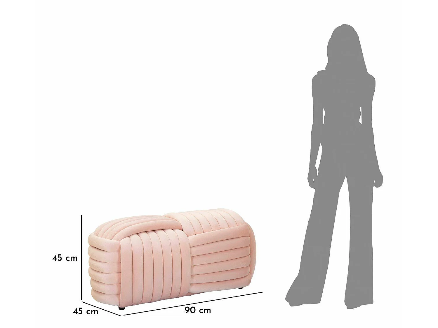 Banc Calcea, 45x90x45h cm Rose