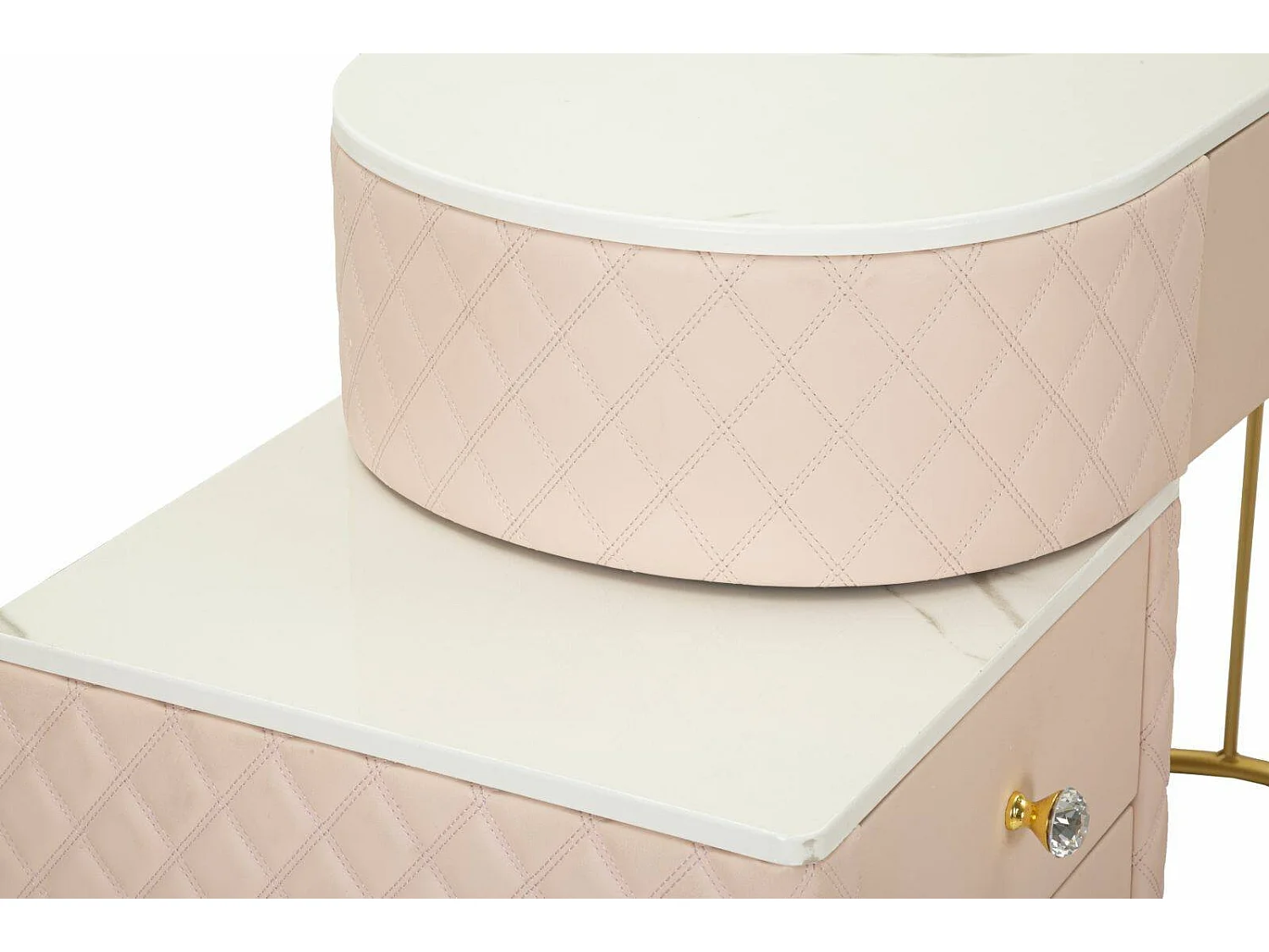 Coiffeuse Guidobono, Structure en métal, 40x120x75h cm or, Meuble de maquillage