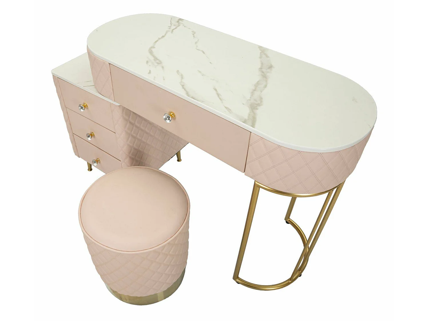 Coiffeuse Guidobono, Structure en métal, 40x120x75h cm or, Meuble de maquillage