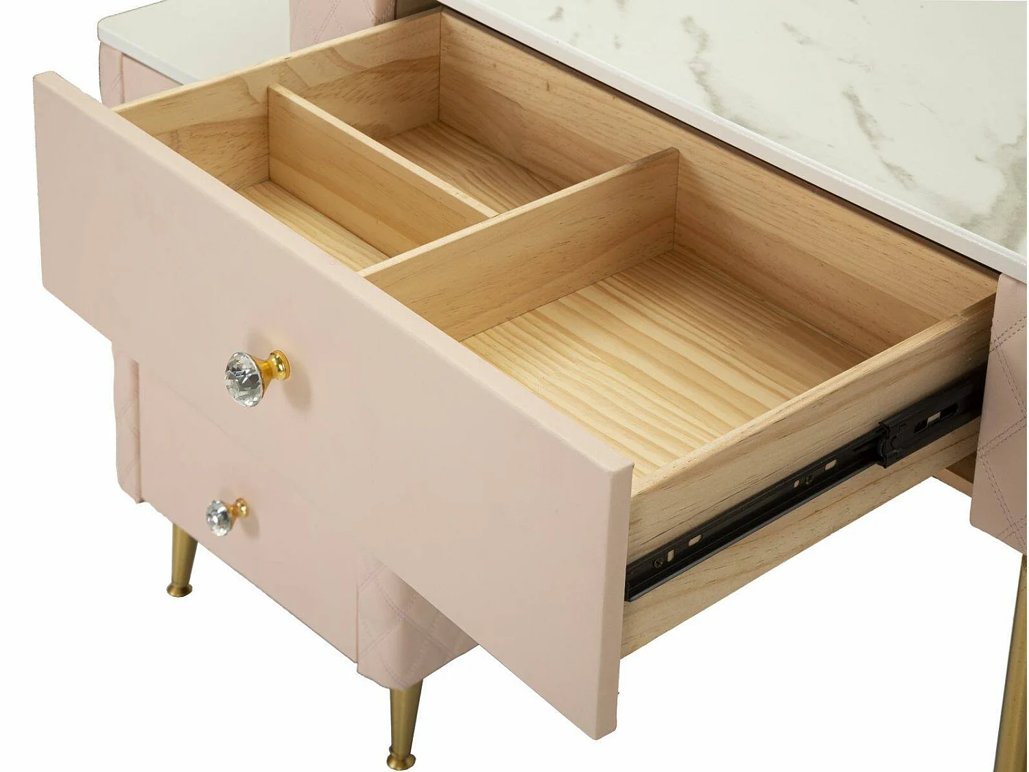 Coiffeuse Guidobono, Structure en métal, 40x120x75h cm or, Meuble de maquillage