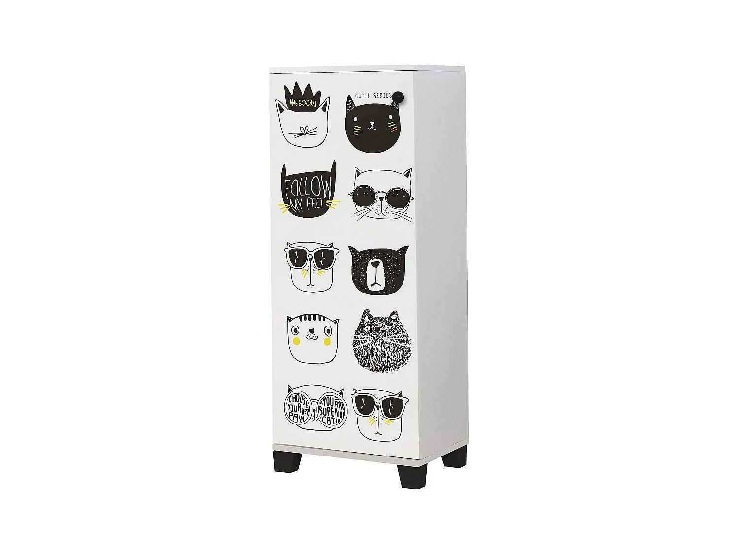 Meuble à chaussures Kika, 16 paires, 50x38x127h cm Blanc, armoire à chaussures, 8 compartiments, une porte