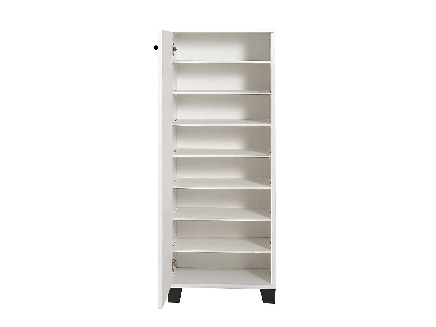 Meuble à chaussures Kika, 16 paires, 50x38x127h cm Blanc, armoire à chaussures, 8 compartiments, une porte