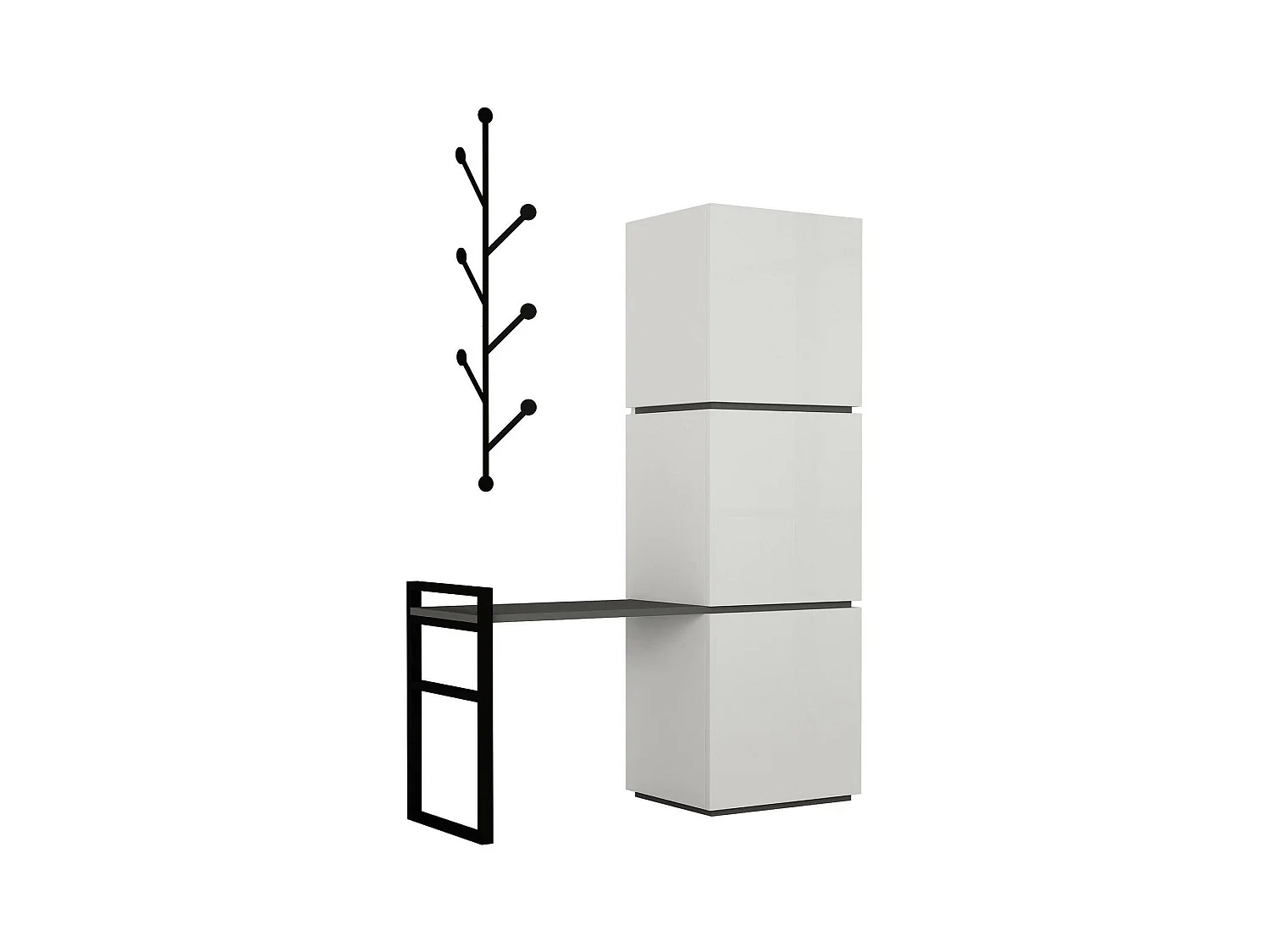 Meuble à chaussures Akoni, 12 paires, 109x39x149h cm Blanc, range-chaussures, une étagère, une porte