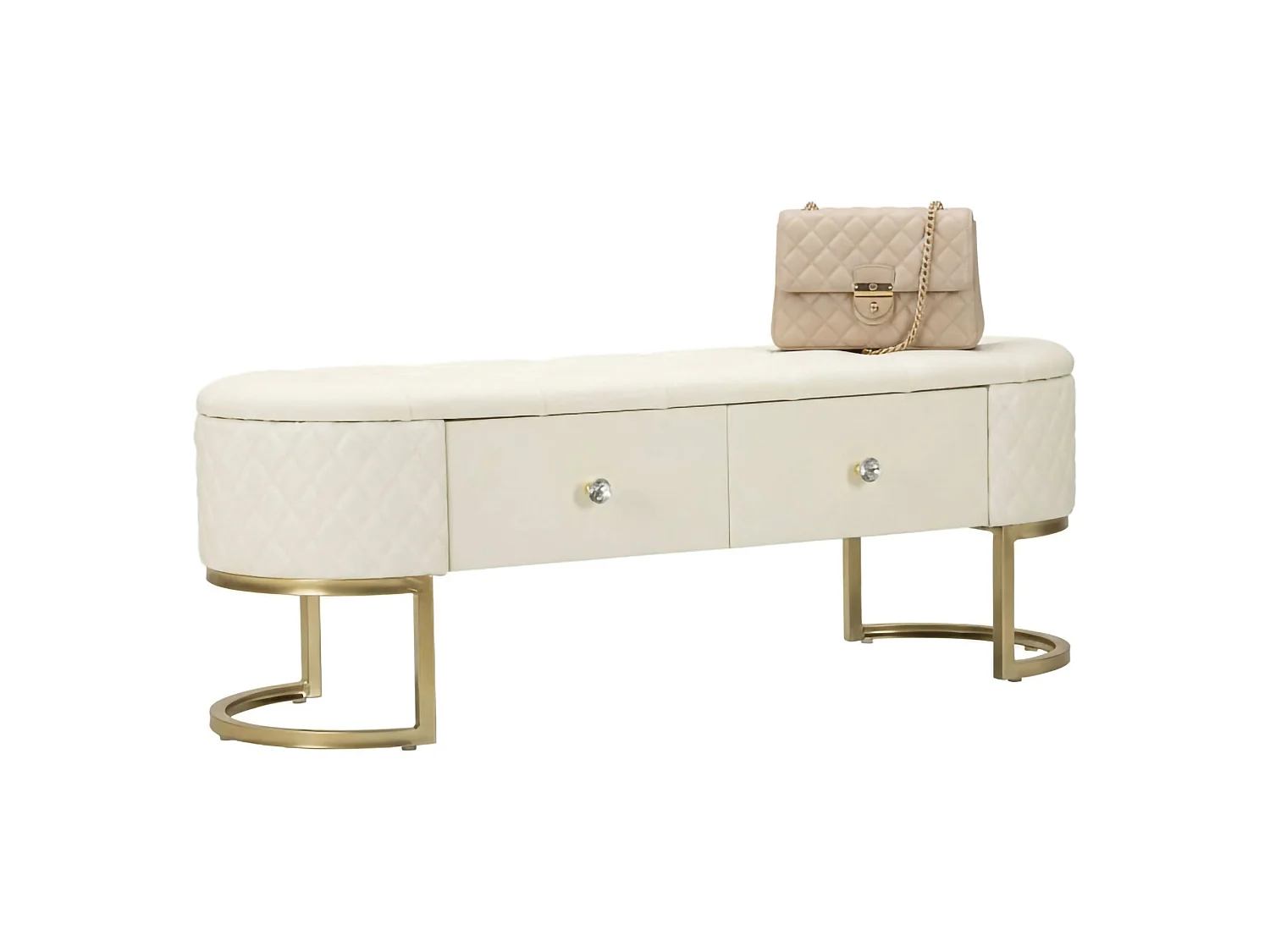 Golfo bank, draagvermogen 150 kg, 120x40x43h cm wit, houten frame, framekleur goud