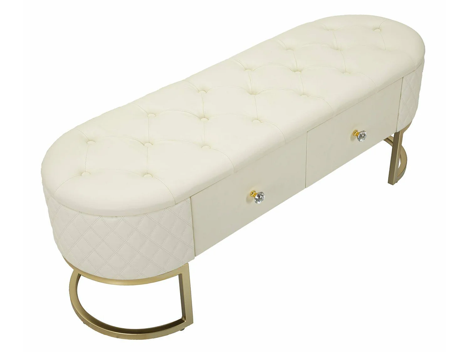 Golfo bank, draagvermogen 150 kg, 120x40x43h cm wit, houten frame, framekleur goud