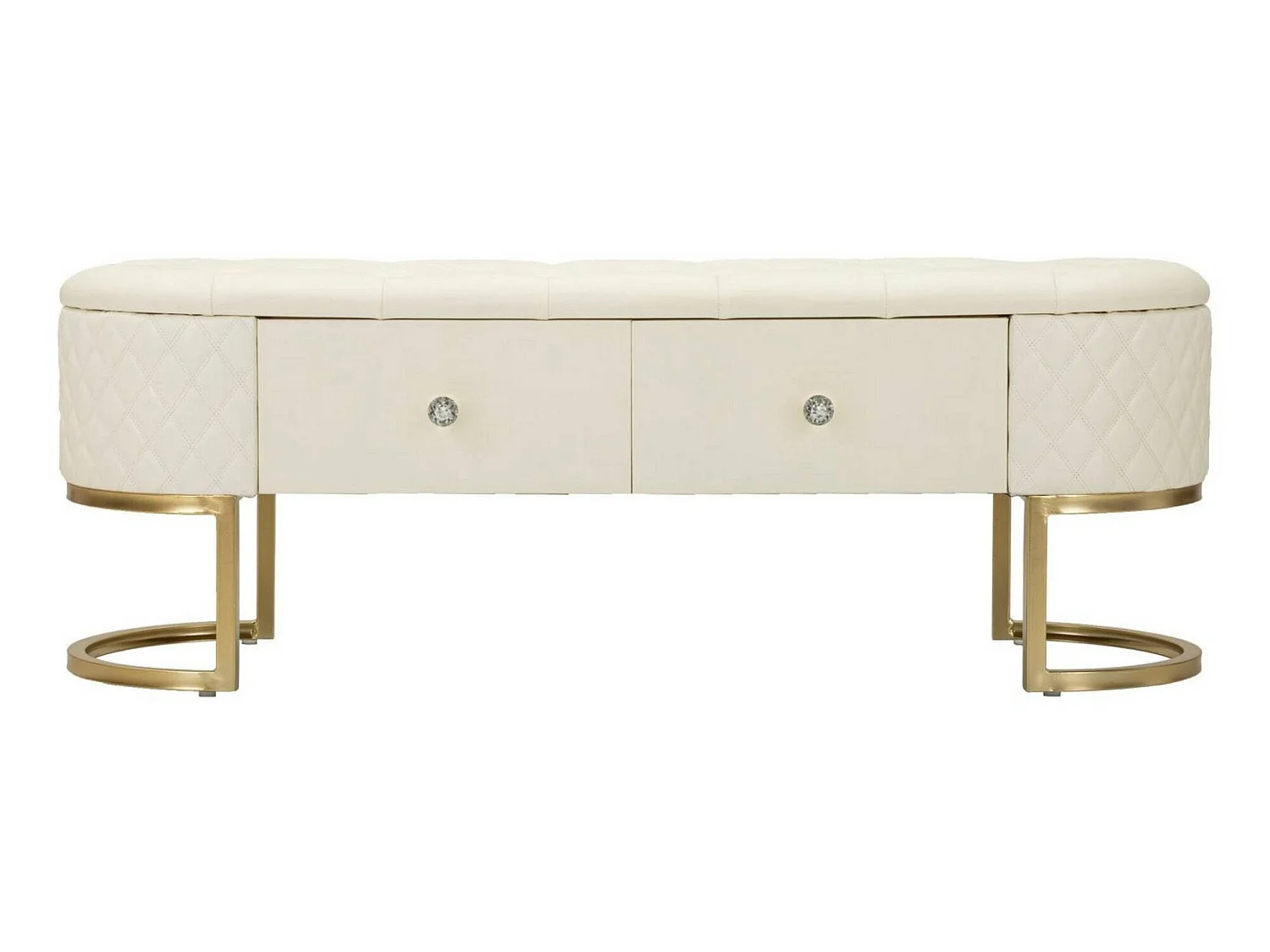 Golfo bank, draagvermogen 150 kg, 120x40x43h cm wit, houten frame, framekleur goud