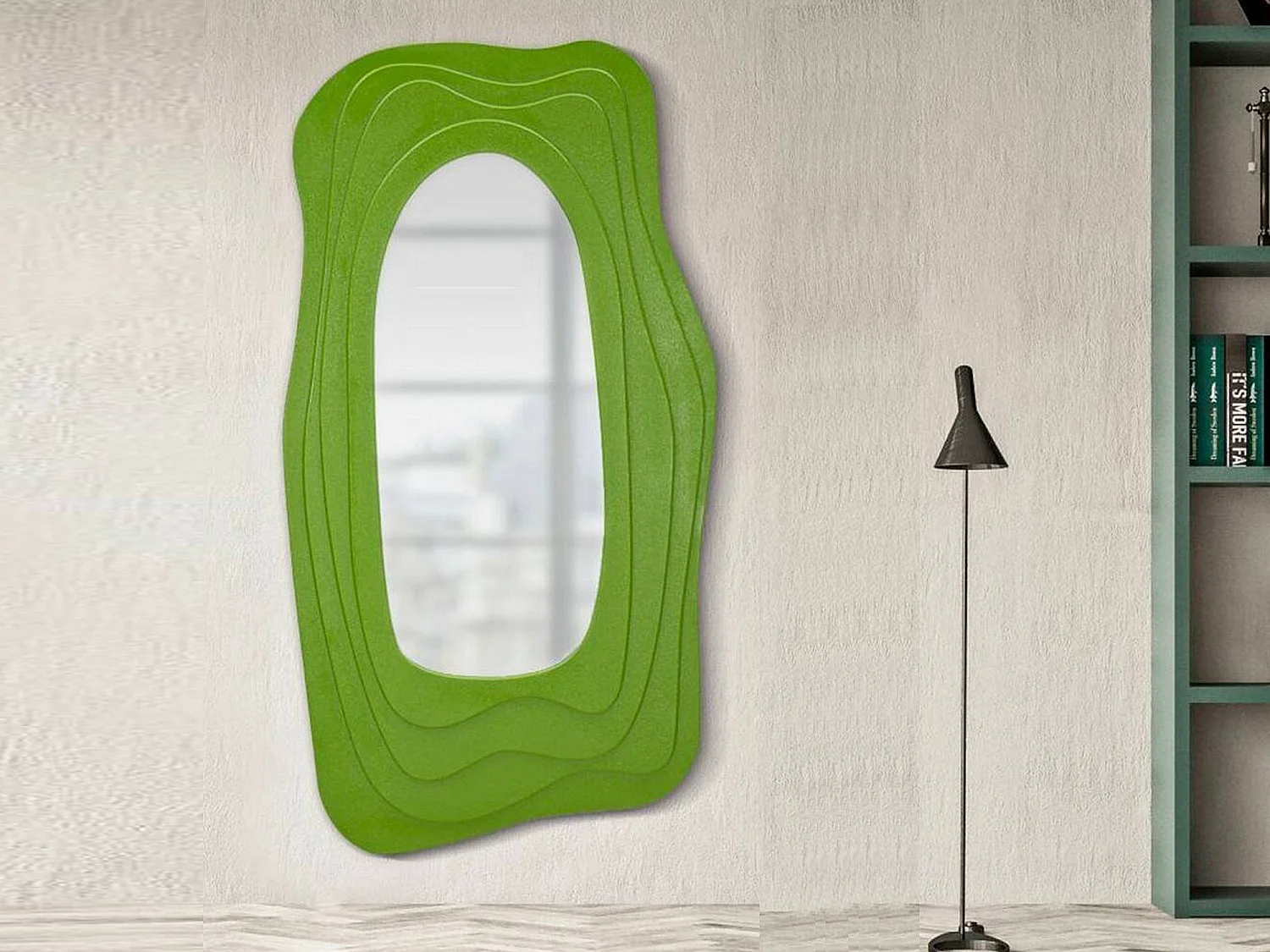 Miroir Pregola, Structure en Bois Nobilité, 4x165h cm Vert