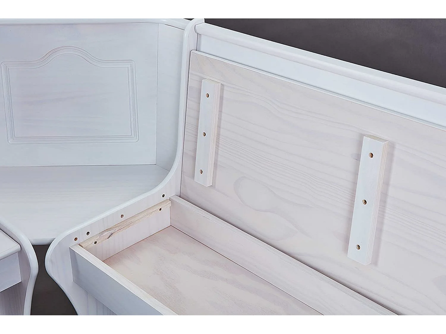 Banc Dstockto, Structure en Bois Massif, 0x112x0h cm Blanc