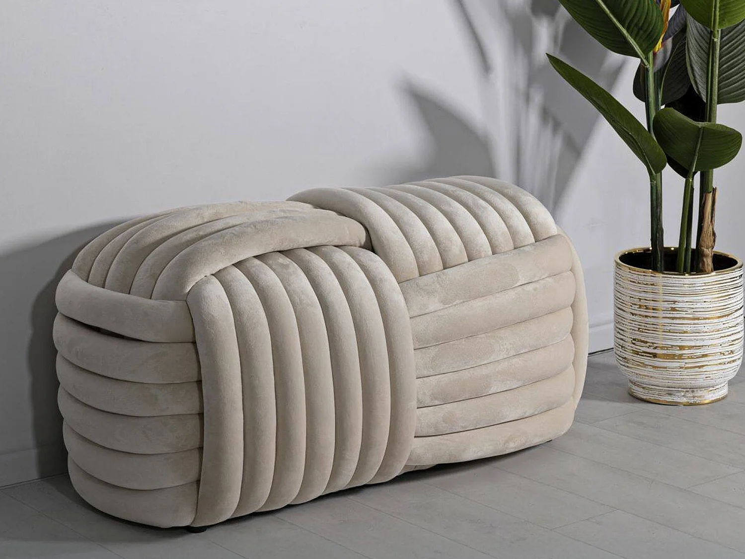 Calcea bank, draagvermogen 150 kg, 90x45x45h cm crèmewit, frame van gemelamineerd hout, zithoogte 45 cm
