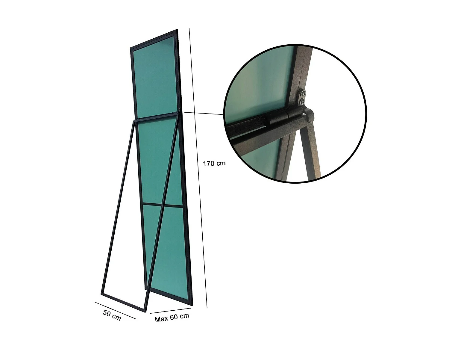 Miroir Ronzone, Forme Rectangulaire, 60x170h cm Noir