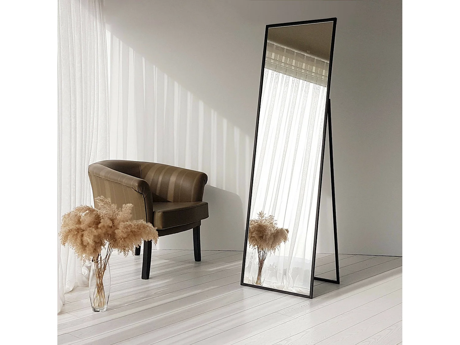 Miroir Ronzone, Forme Rectangulaire, 60x170h cm Noir