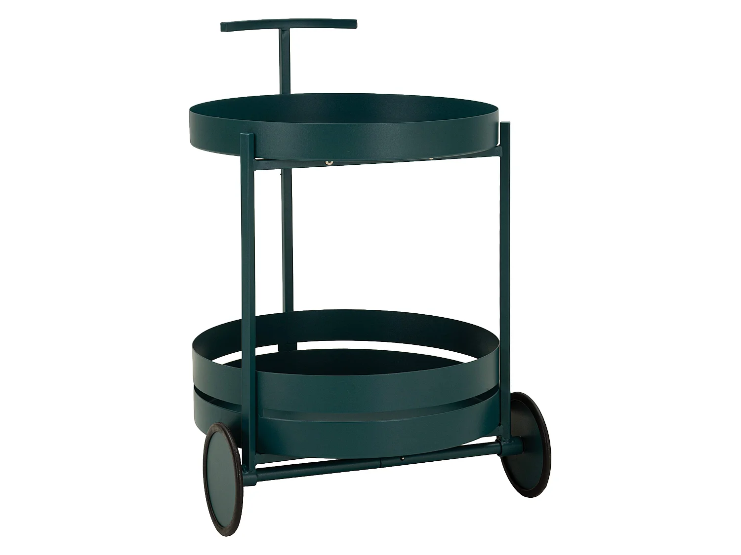 Carrello Ganamo, 2 Ripiani, 45x35x65h cm Verde, Ruote, Materiale Ripiano in Metallo