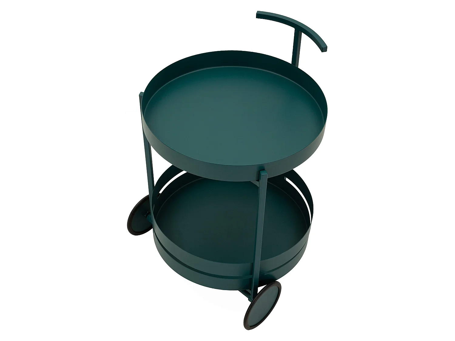 Carrello Ganamo, 2 Ripiani, 45x35x65h cm Verde, Ruote, Materiale Ripiano in Metallo