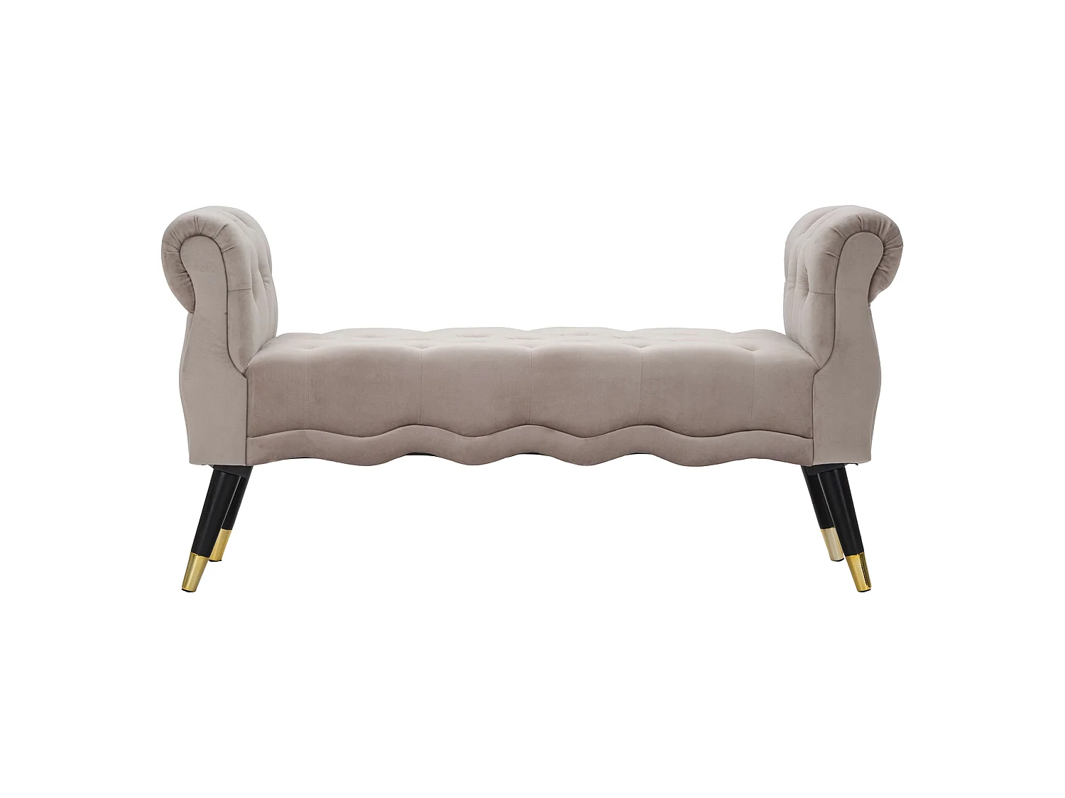 Panca Humahu, en velours, avec accoudoirs et détails dorés, 120x40x60h cm gris, structure en tissu, couleur siège gris