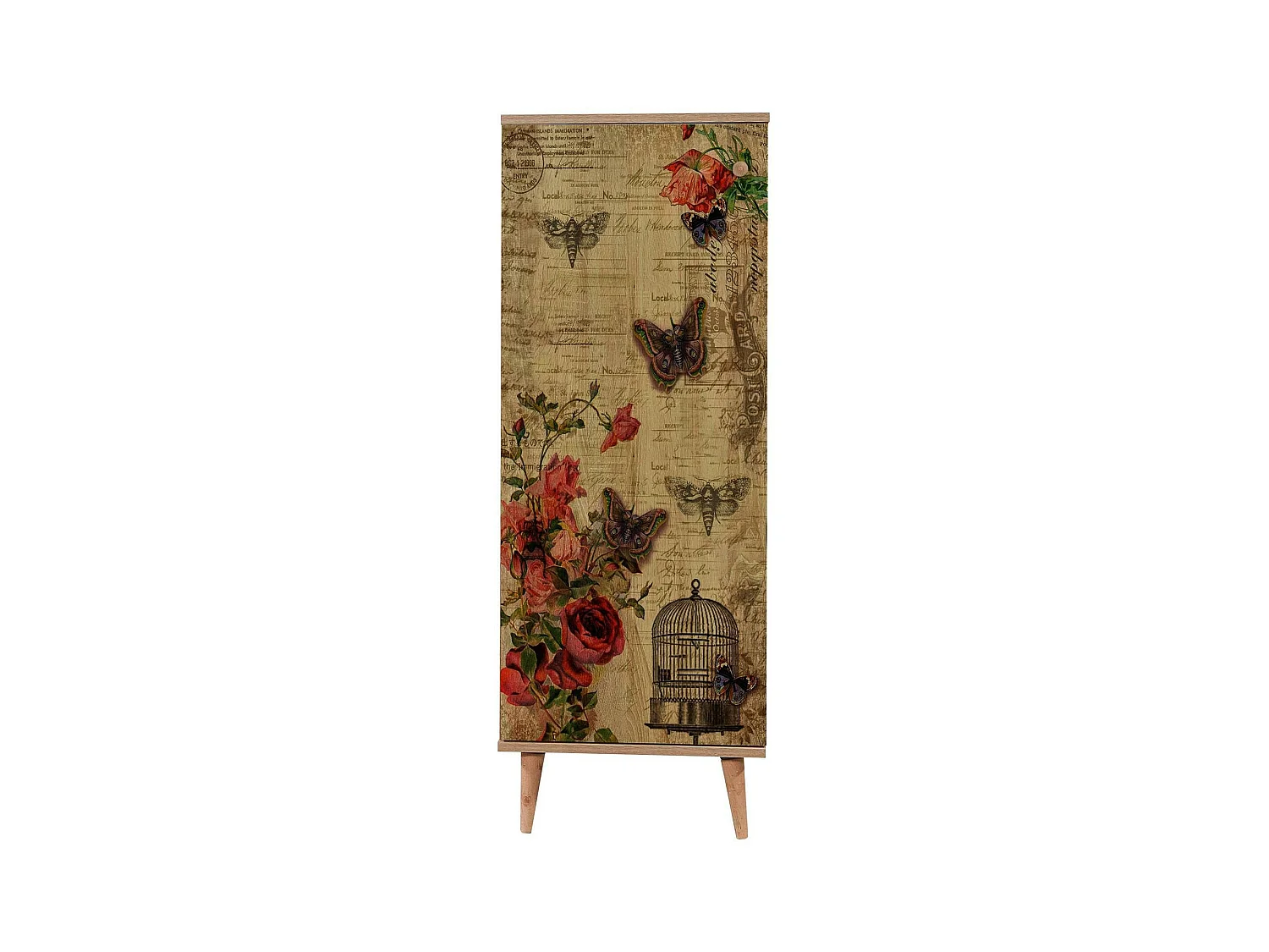 Meuble à chaussures Dacrydium, 16 paires, 50x38x135h cm, chêne brun, armoire à chaussures, 7 étagères, 1 porte