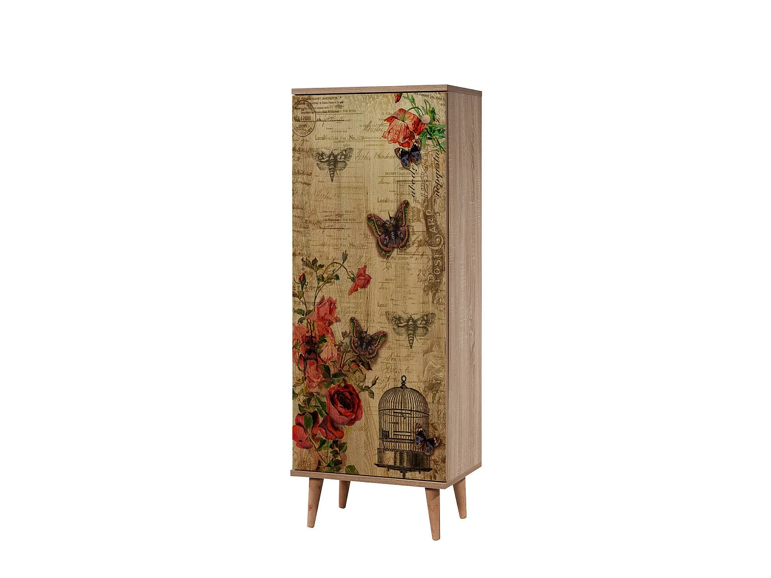Meuble à chaussures Dacrydium, 16 paires, 50x38x135h cm, chêne brun, armoire à chaussures, 7 étagères, 1 porte