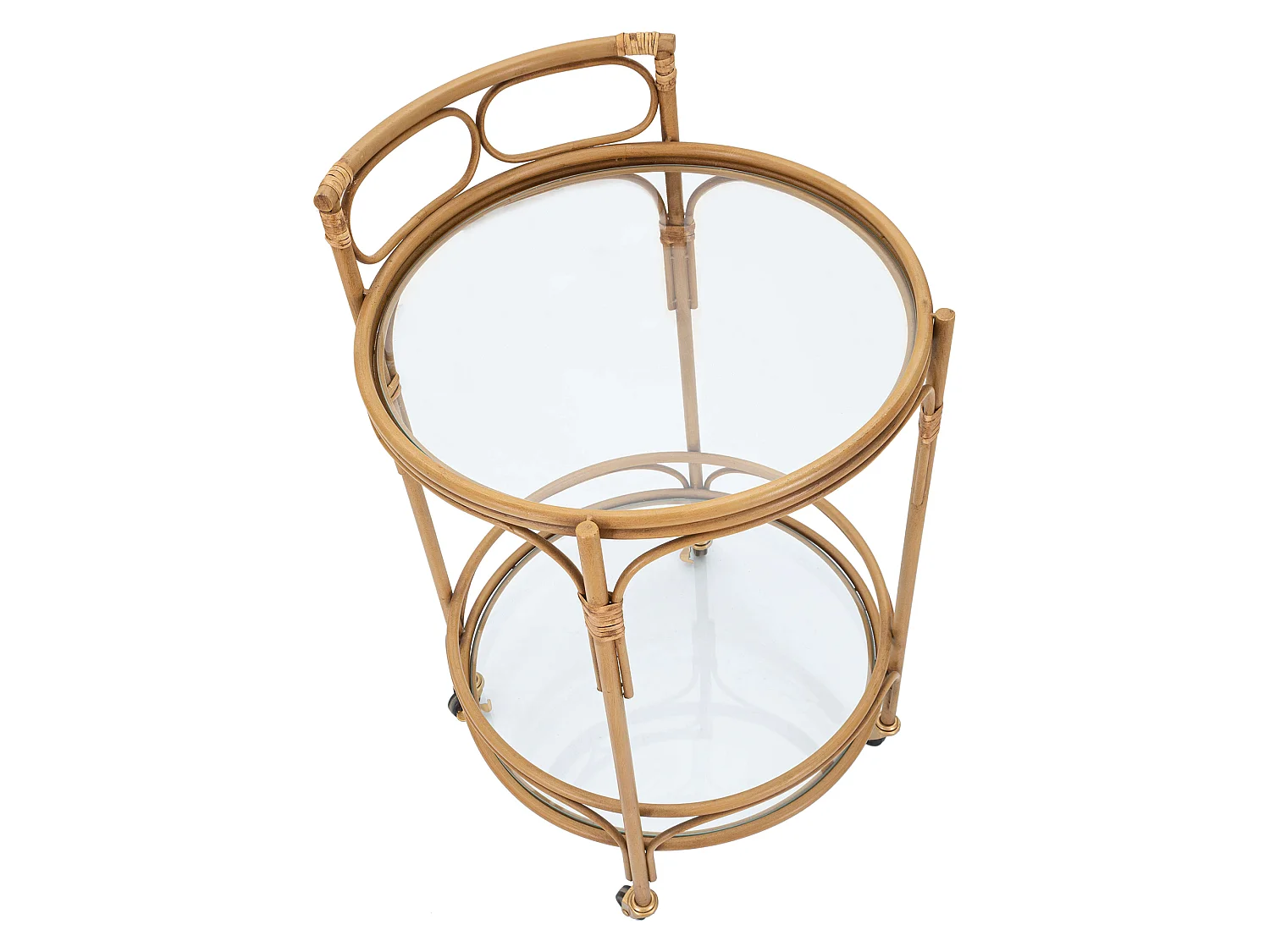 Carrello Dalosa, 2 Ripiani, 51x51x74h cm Marrone, Ruote, Finiture in Rattan
