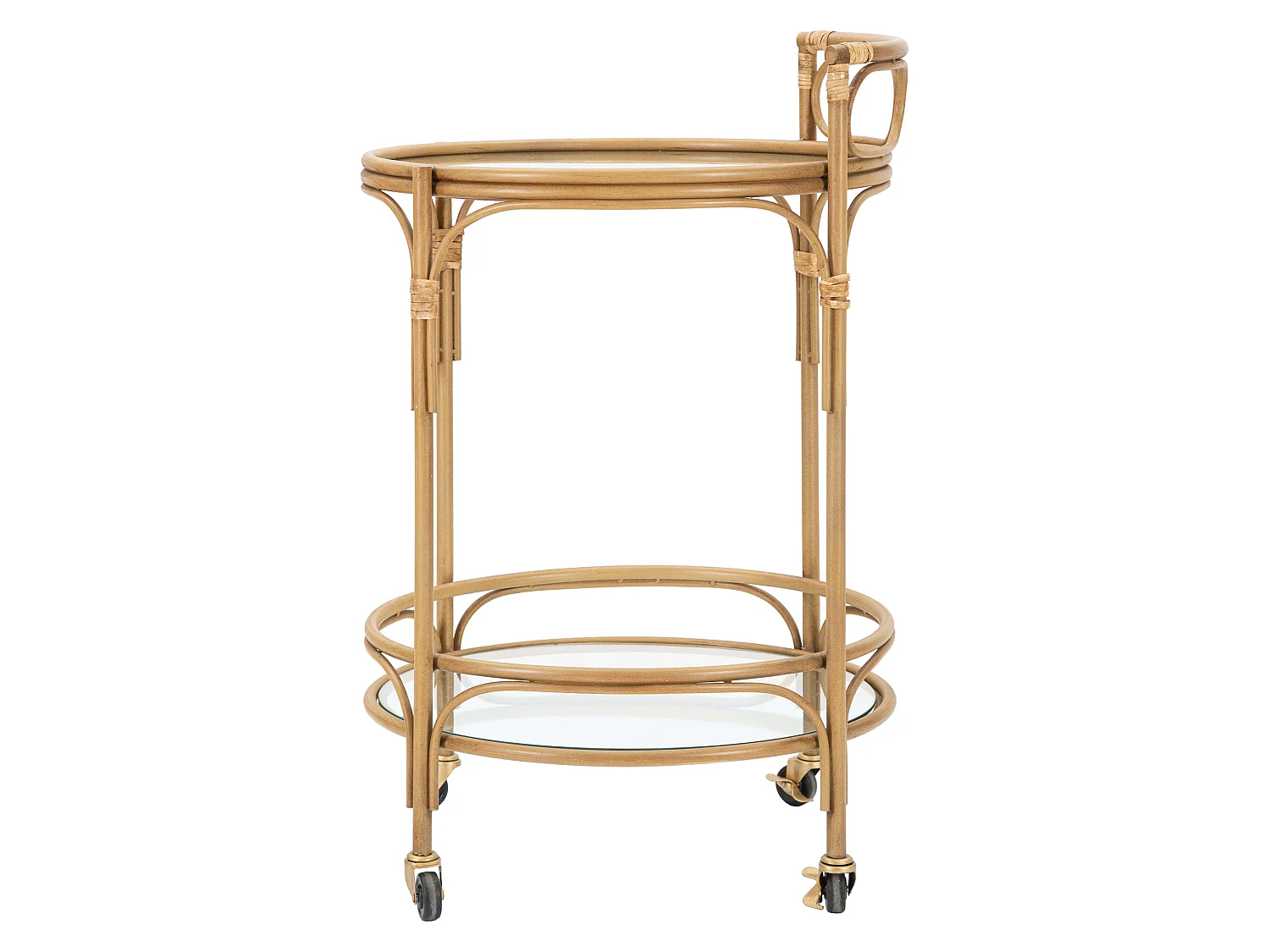 Carrello Dalosa, 2 Ripiani, 51x51x74h cm Marrone, Ruote, Finiture in Rattan